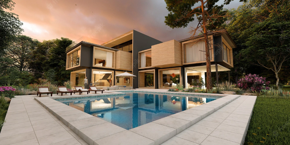 luxury pool outdoor pavers